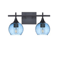 763 2-Light Wall Vanity-Bicycle Glass Co-Matte Black-Lunar-Steel Blue-Bicycle Glass Co