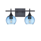 763 2-Light Wall Vanity-Bicycle Glass Co-Matte Black-Lunar-Steel Blue-Bicycle Glass Co
