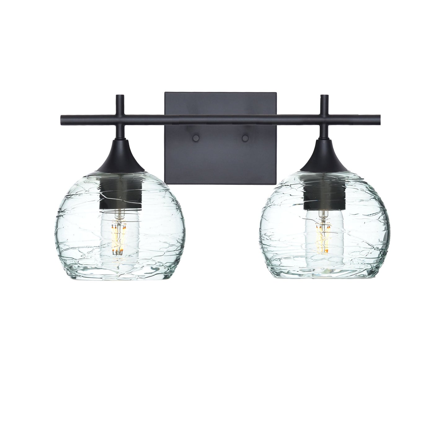763 2-Light Wall Vanity-Bicycle Glass Co-Matte Black-Spun-Eco Clear-Bicycle Glass Co