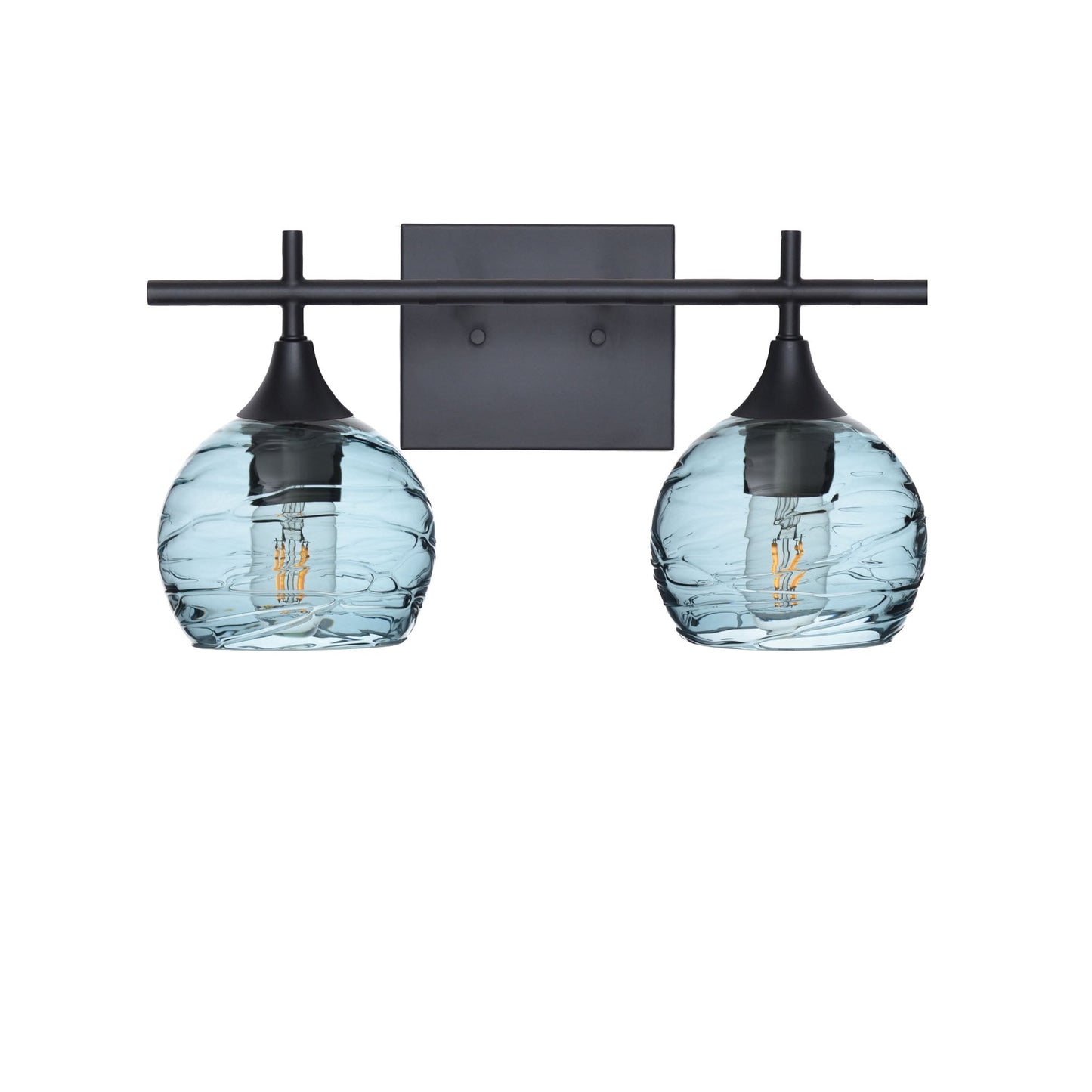 763 2-Light Wall Vanity-Bicycle Glass Co-Matte Black-Spun-Slate Gray-Bicycle Glass Co