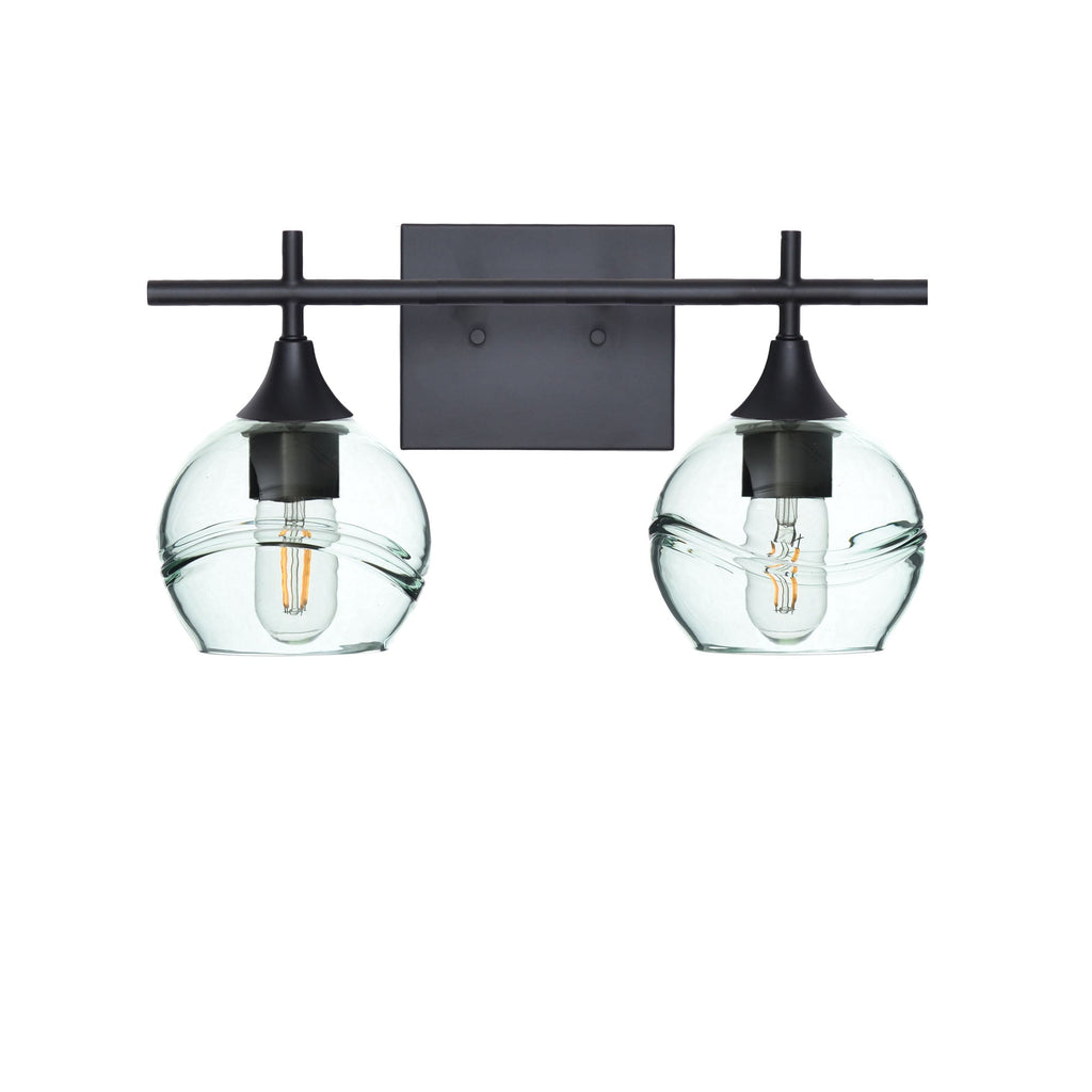 763 2-Light Wall Vanity-Bicycle Glass Co-Matte Black-Swell-Eco Clear-Bicycle Glass Co