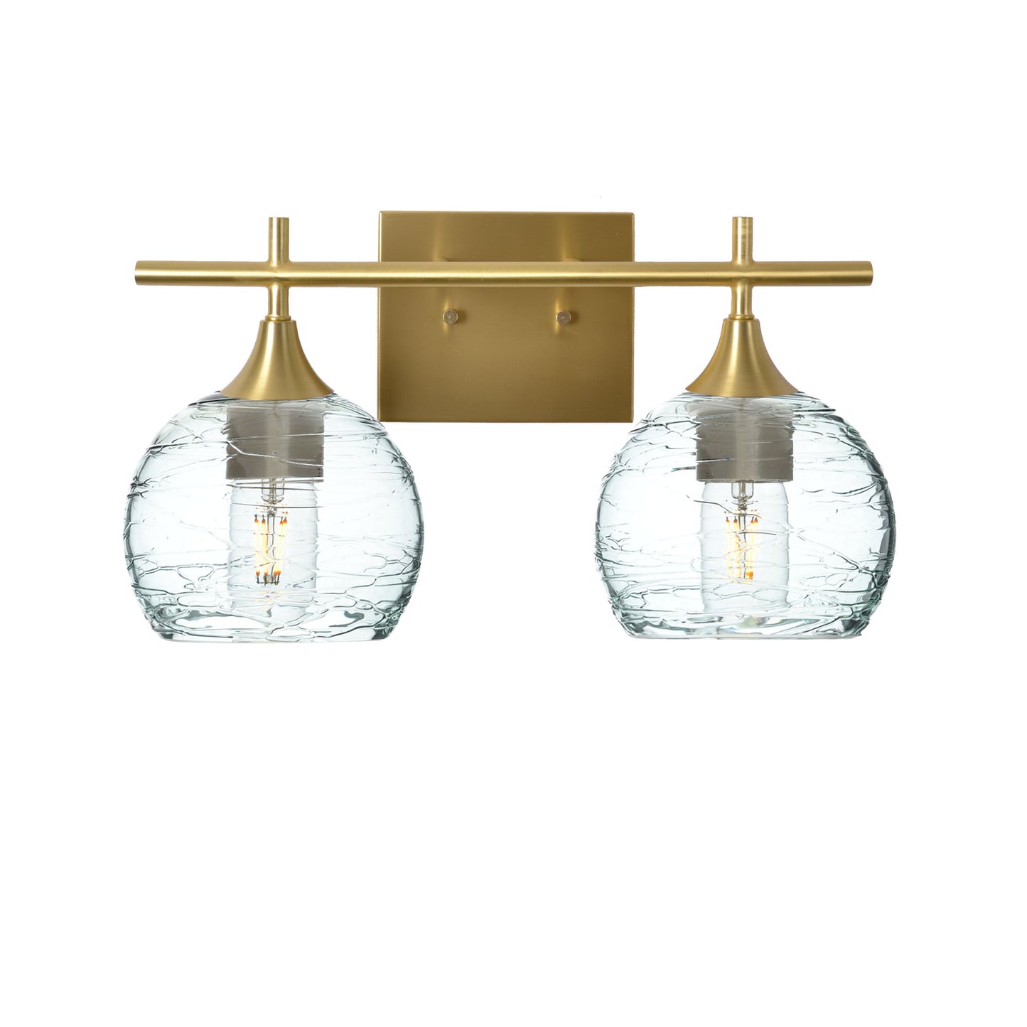 763 Spun: 2 Light Wall Vanity-Glass-Bicycle Glass Co - Hotshop-Eco Clear-Polished Brass-Bicycle Glass Co