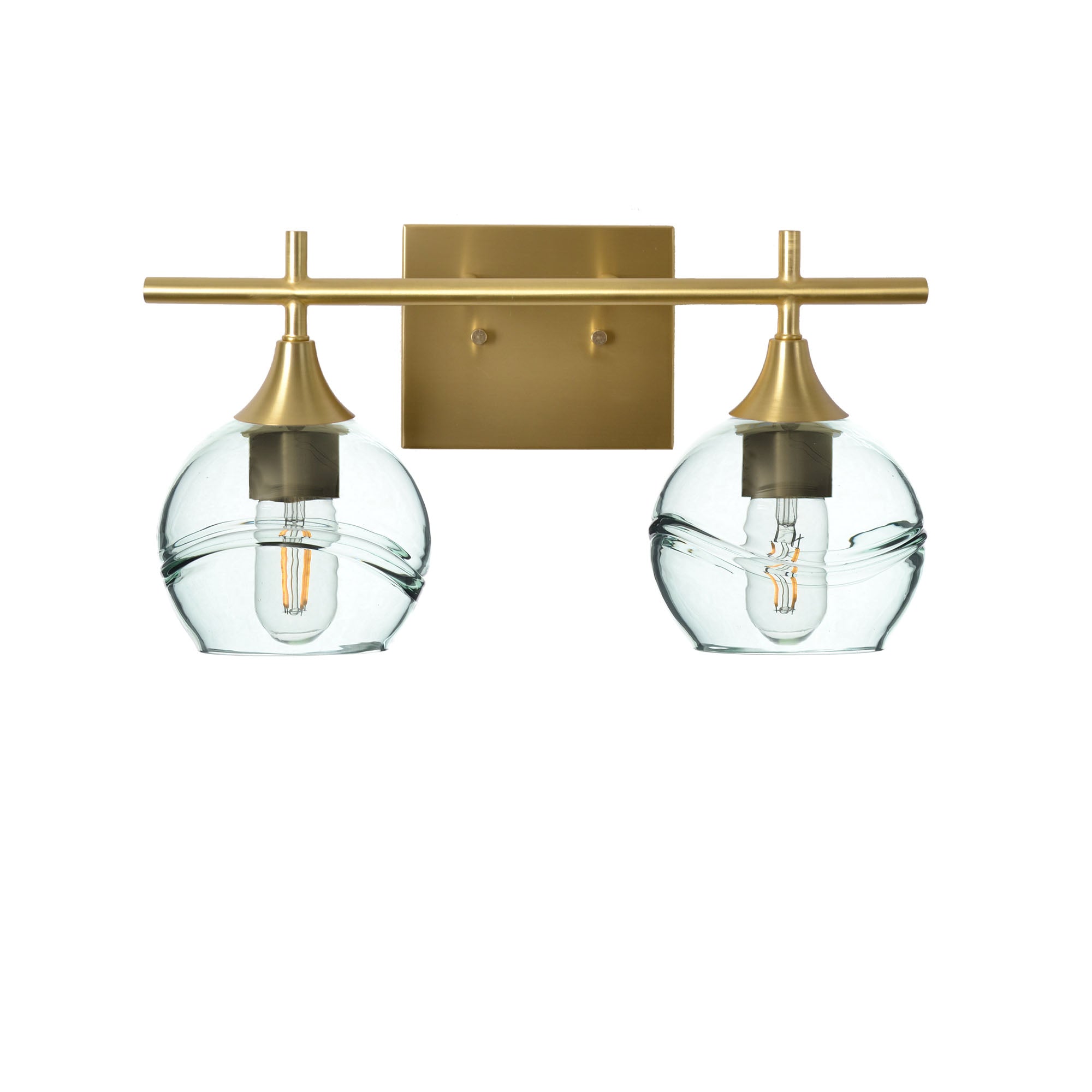 763 2-Light Wall Vanity-Bicycle Glass Co-Polished Brass-Swell-Eco Clear-Bicycle Glass Co