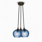 763 3 Cluster Chandelier-Glass-Bicycle Glass Co - Hotshop-Antique Bronze - 4ft Cord-Celestial-Steel Blue-Bicycle Glass Co