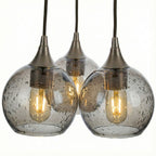 763 3 Cluster Chandelier-Glass-Bicycle Glass Co - Hotshop-Antique Bronze - 4ft Cord-Lunar-Slate Gray-Bicycle Glass Co