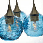 763 3 Cluster Chandelier-Glass-Bicycle Glass Co - Hotshop-Antique Bronze - 4ft Cord-Spun-Steel Blue-Bicycle Glass Co