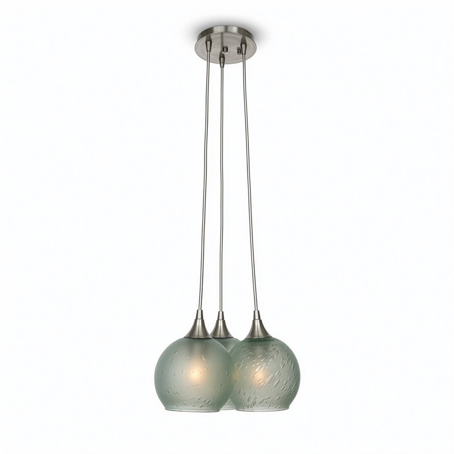 763 3 Cluster Chandelier-Glass-Bicycle Glass Co - Hotshop-Brushed Nickel - 4ft Cord-Celestial-Eco Clear-Bicycle Glass Co