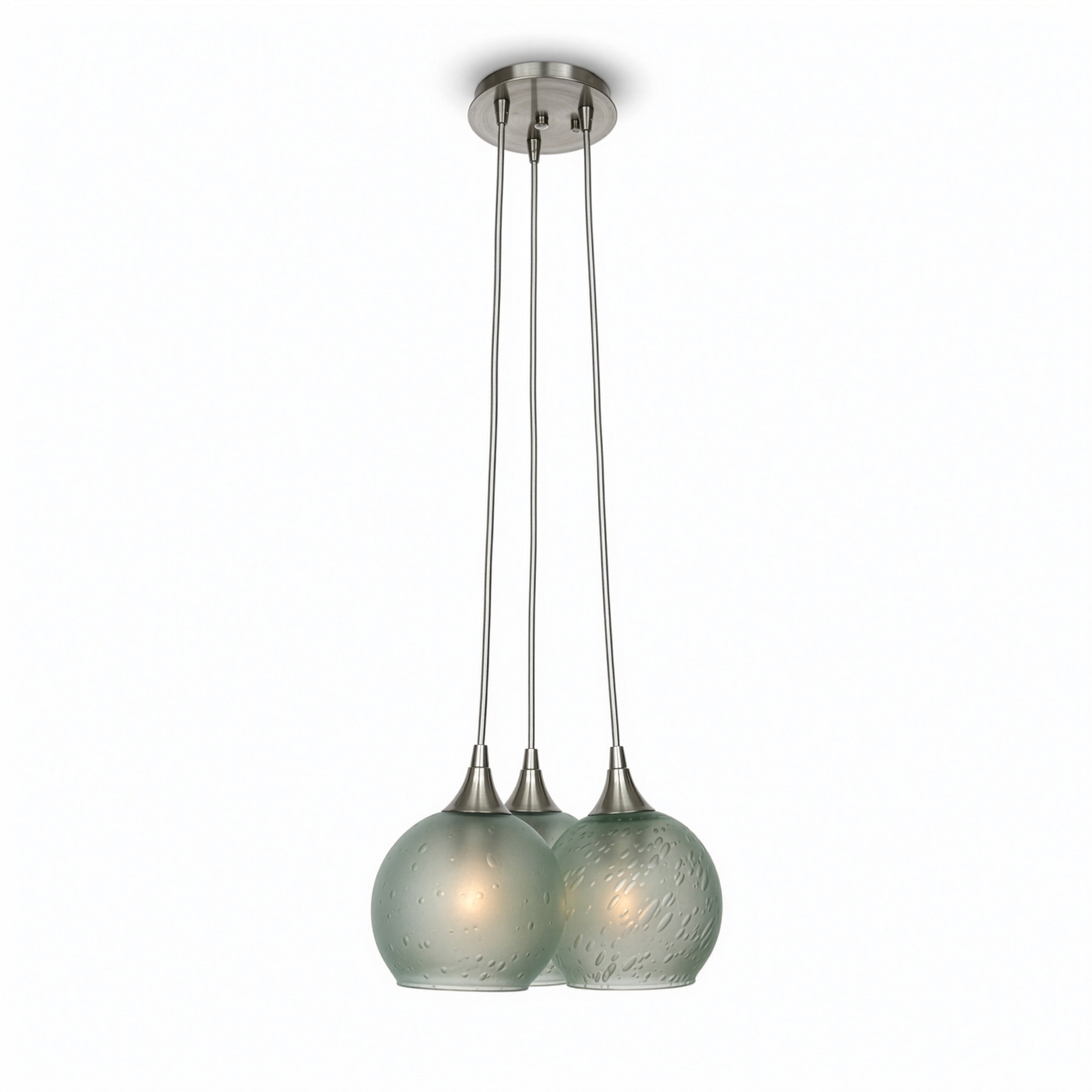 763 3 Cluster Chandelier-Glass-Bicycle Glass Co - Hotshop-Brushed Nickel - 4ft Cord-Celestial-Eco Clear-Bicycle Glass Co