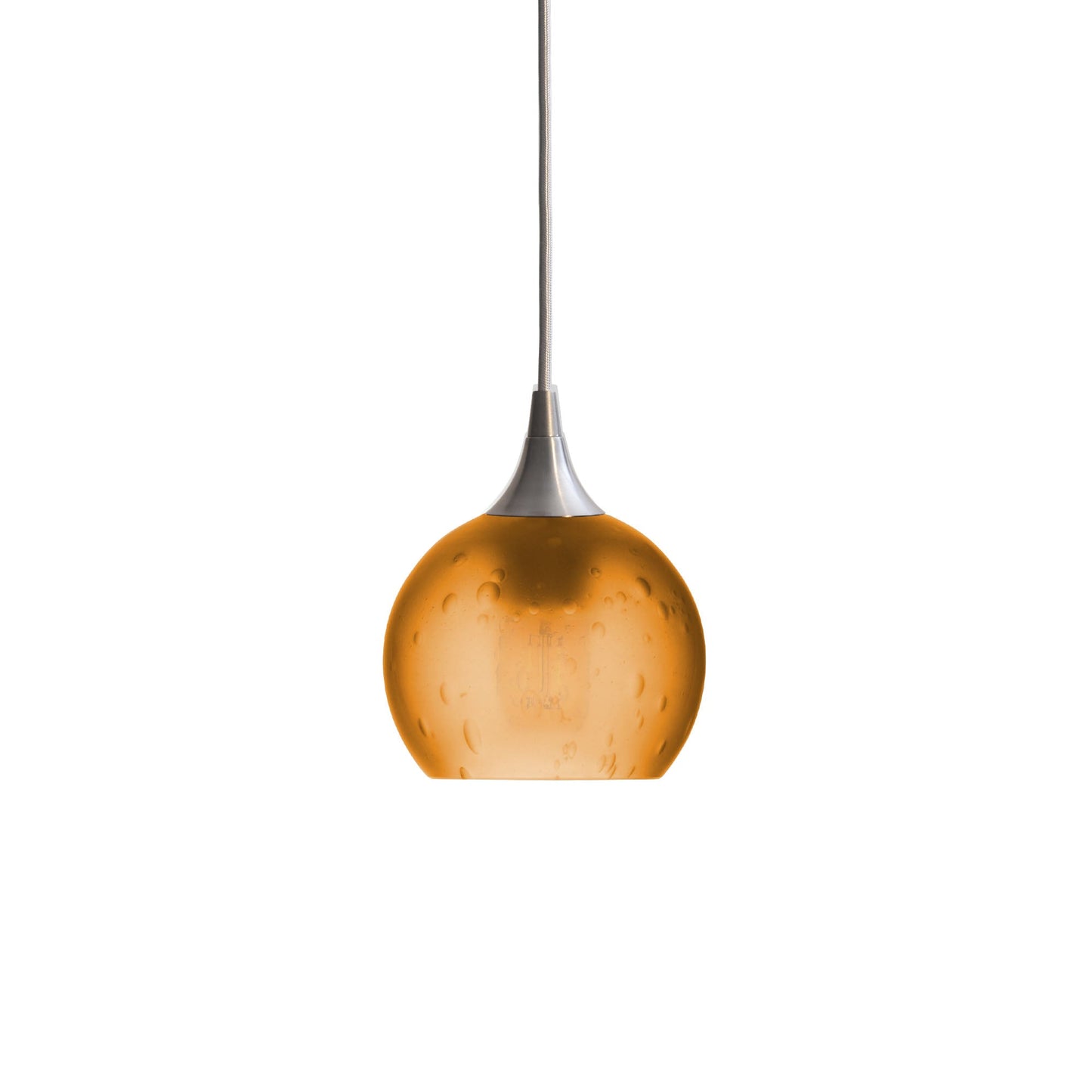 763 3 Cluster Chandelier-Glass-Bicycle Glass Co - Hotshop-Brushed Nickel - 4ft Cord-Celestial-Golden Amber-Bicycle Glass Co