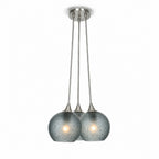 763 3 Cluster Chandelier-Glass-Bicycle Glass Co - Hotshop-Brushed Nickel - 4ft Cord-Celestial-Slate Gray-Bicycle Glass Co