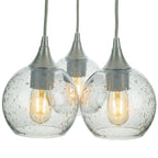 763 3 Cluster Chandelier-Glass-Bicycle Glass Co - Hotshop-Brushed Nickel - 4ft Cord-Lunar-Eco Clear-Bicycle Glass Co
