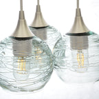 763 3 Cluster Chandelier-Glass-Bicycle Glass Co - Hotshop-Brushed Nickel - 4ft Cord-Spun-Eco Clear-Bicycle Glass Co