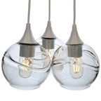 763 3 Cluster Chandelier-Glass-Bicycle Glass Co - Hotshop-Brushed Nickel - 4ft Cord-Swell-Eco Clear-Bicycle Glass Co