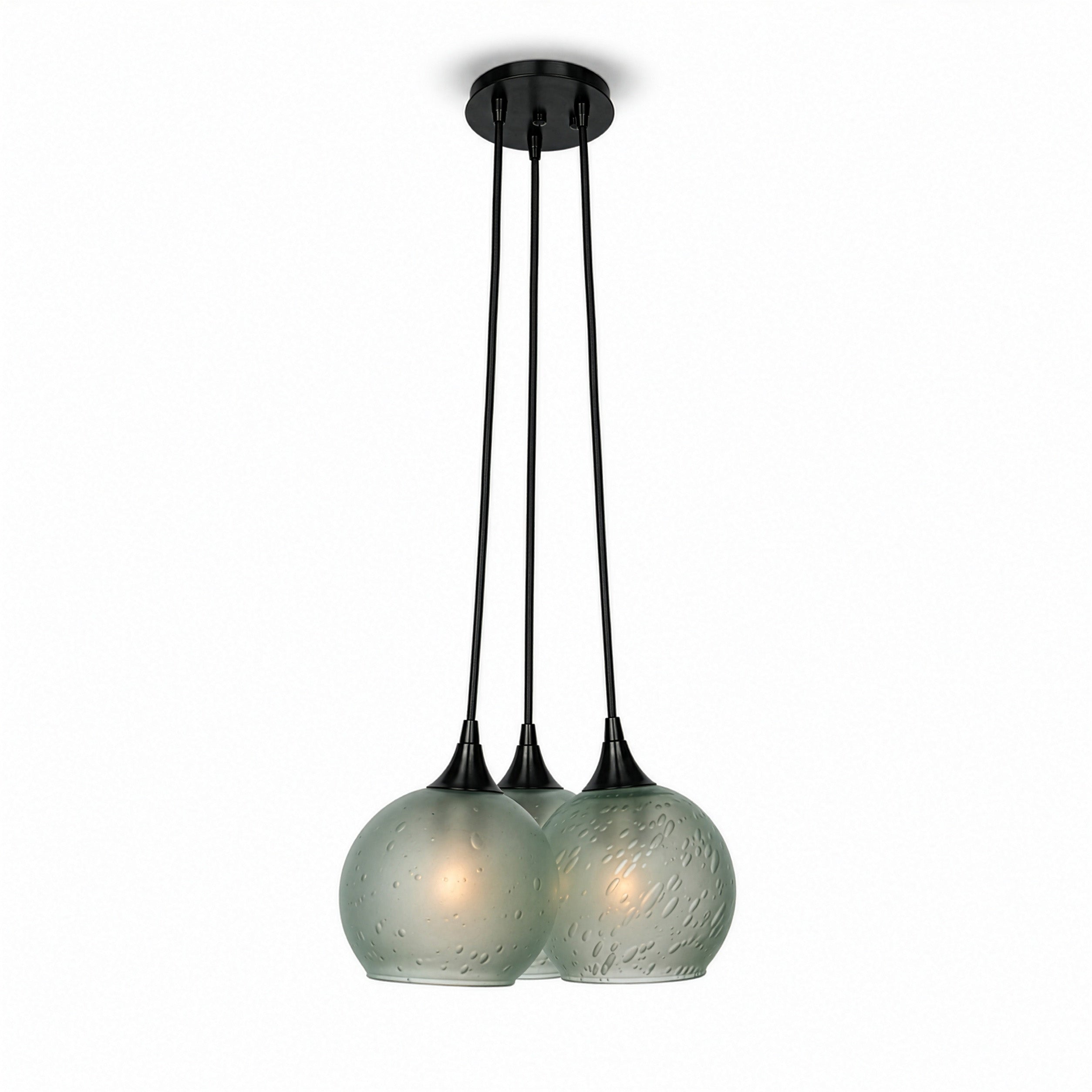 763 3 Cluster Chandelier-Glass-Bicycle Glass Co - Hotshop-Matte Black - 4ft Cord-Celestial-Eco Clear-Bicycle Glass Co
