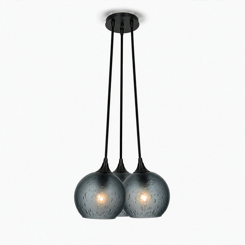 763 3 Cluster Chandelier — Matte Black - 4ft Cord / Celestial / Slate Gray