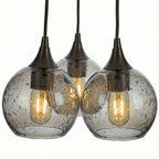 763 3 Cluster Chandelier-Glass-Bicycle Glass Co - Hotshop-Matte Black - 4ft Cord-Lunar-Slate Gray-Bicycle Glass Co