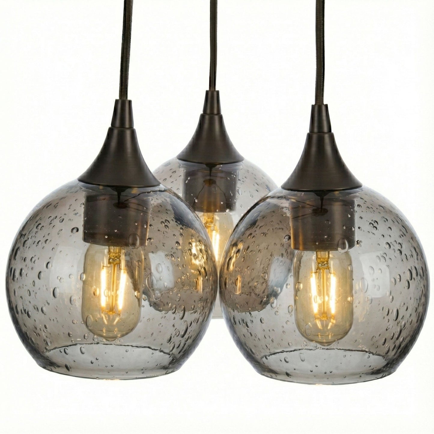 763 3 Cluster Chandelier-Glass-Bicycle Glass Co - Hotshop-Matte Black - 4ft Cord-Lunar-Slate Gray-Bicycle Glass Co