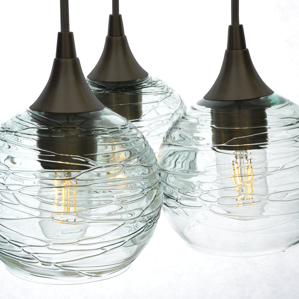 763 3 Cluster Chandelier-Glass-Bicycle Glass Co - Hotshop-Matte Black - 4ft Cord-Spun-Eco Clear-Bicycle Glass Co