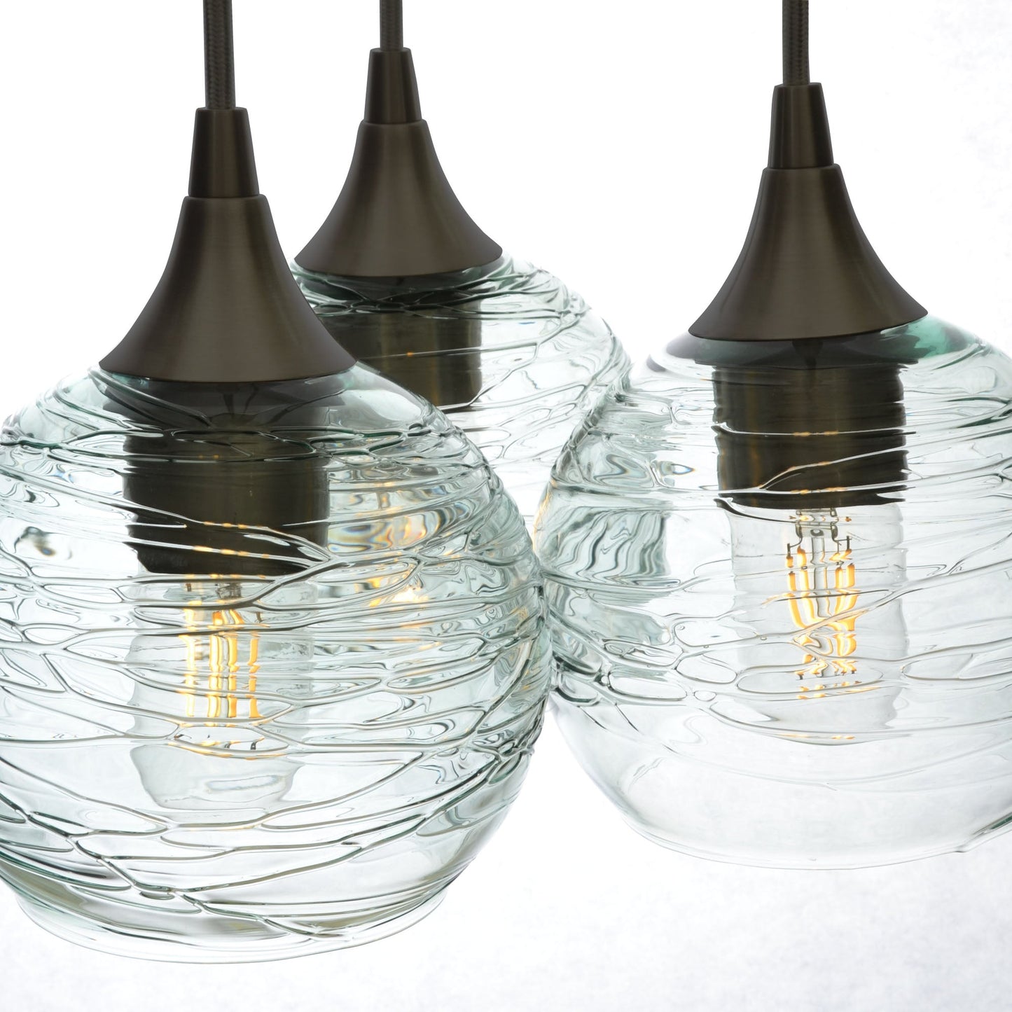 763 3 Cluster Chandelier-Glass-Bicycle Glass Co - Hotshop-Matte Black - 4ft Cord-Spun-Eco Clear-Bicycle Glass Co