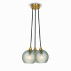 763 3 Cluster Chandelier-Glass-Bicycle Glass Co - Hotshop-Polished Brass - 4ft Cord-Celestial-Eco Clear-Bicycle Glass Co