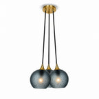 763 3 Cluster Chandelier-Glass-Bicycle Glass Co - Hotshop-Polished Brass - 4ft Cord-Celestial-Slate Gray-Bicycle Glass Co