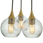 763 3 Cluster Chandelier-Glass-Bicycle Glass Co - Hotshop-Polished Brass - 4ft Cord-Lunar-Eco Clear-Bicycle Glass Co