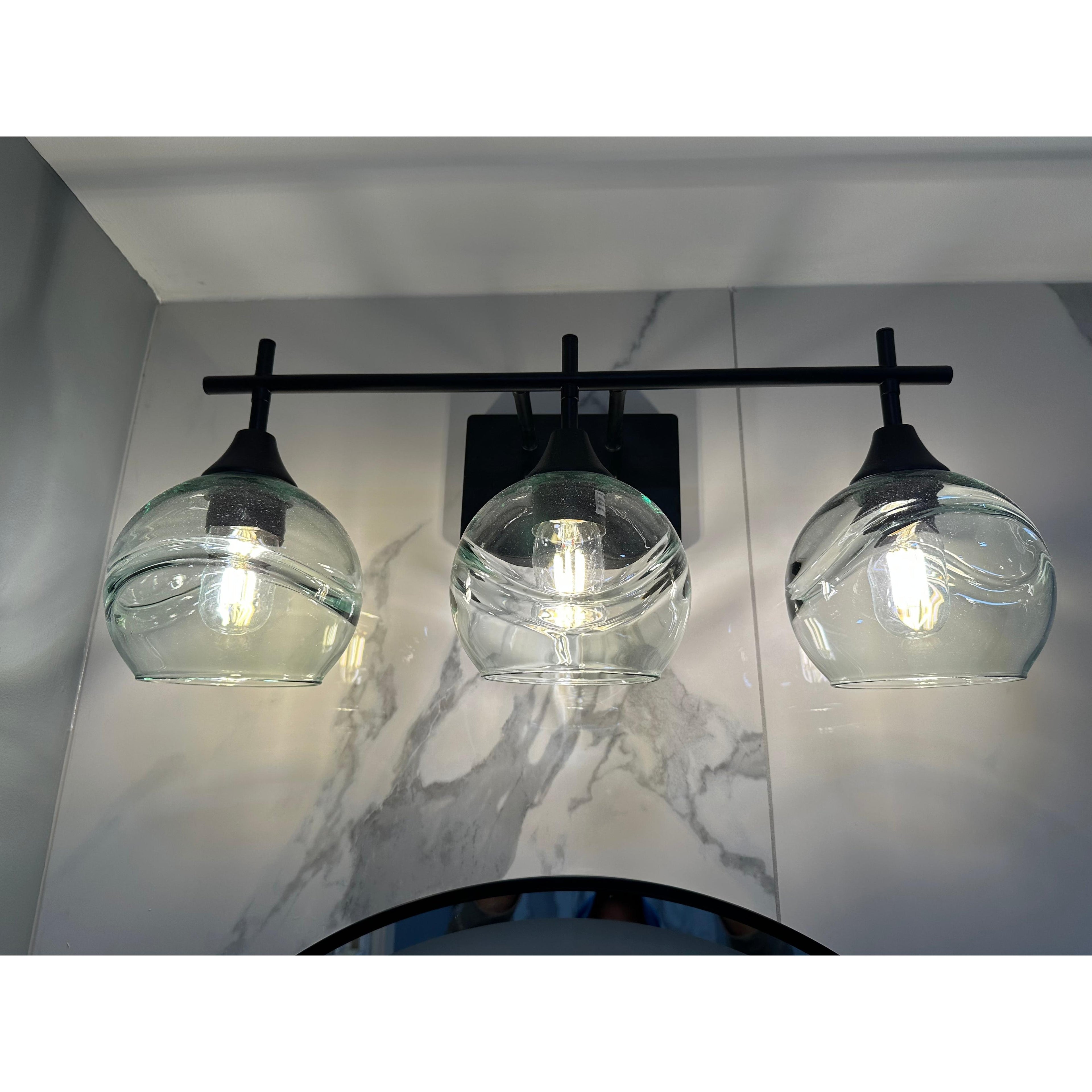 763 3-Light Vanity-Glass-Bicycle Glass Co-Lunar-Steel Blue-Brushed Nickel-Bicycle Glass Co