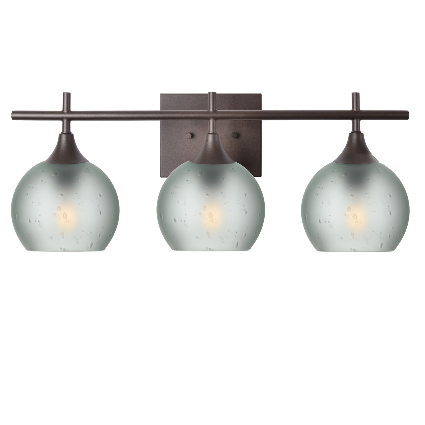 763 3-Light Vanity-Glass-Bicycle Glass Co-Celestial-Eco Clear-Antique Bronze-Bicycle Glass Co