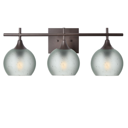 763 3-Light Vanity-Glass-Bicycle Glass Co-Celestial-Eco Clear-Antique Bronze-Bicycle Glass Co