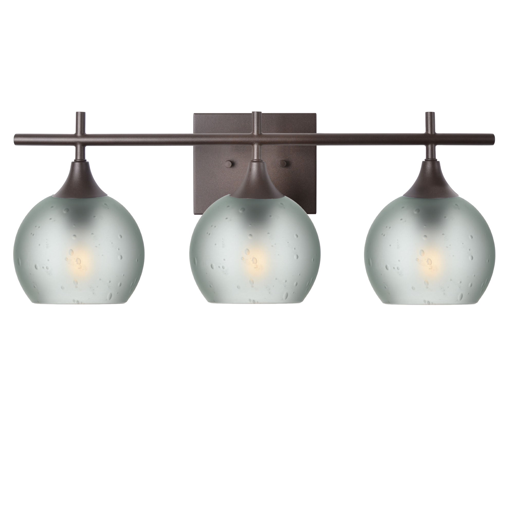 763 3-Light Vanity-Glass-Bicycle Glass Co-Celestial-Eco Clear-Antique Bronze-Bicycle Glass Co
