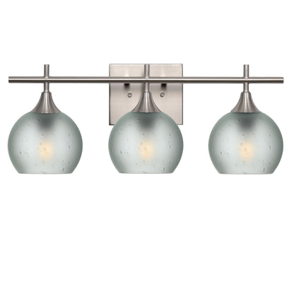 763 3-Light Vanity-Glass-Bicycle Glass Co-Celestial-Eco Clear-Brushed Nickel-Bicycle Glass Co