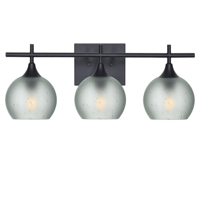 763 3-Light Vanity-Glass-Bicycle Glass Co-Celestial-Eco Clear-Matte Black-Bicycle Glass Co
