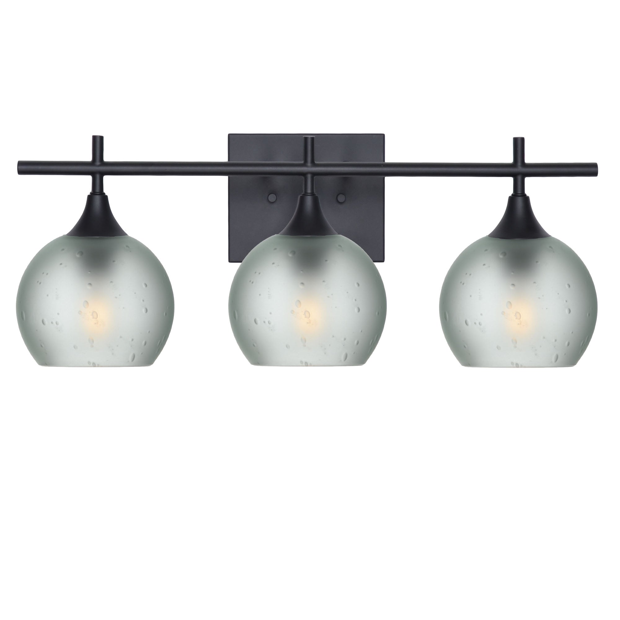 763 3-Light Vanity-Glass-Bicycle Glass Co-Celestial-Eco Clear-Matte Black-Bicycle Glass Co
