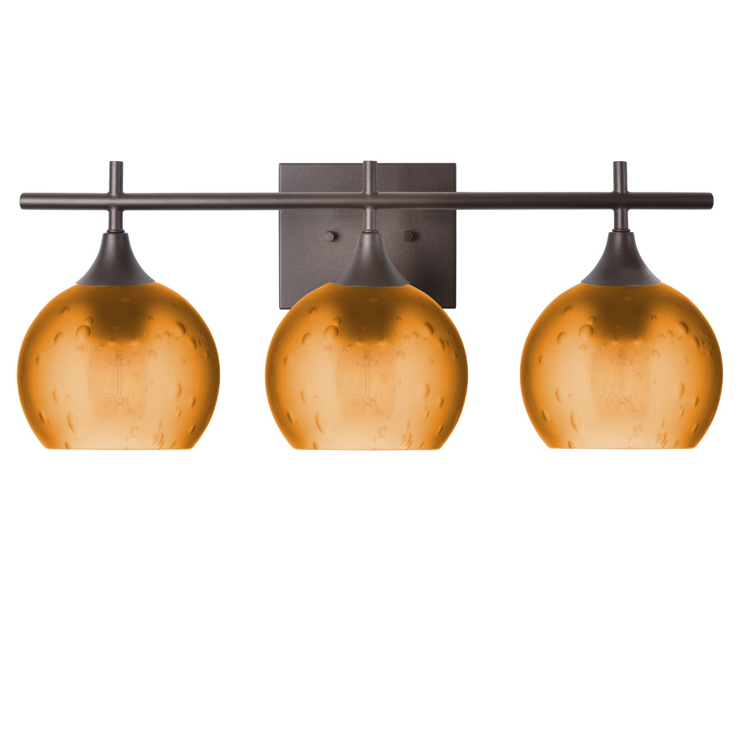 763 3-Light Vanity-Glass-Bicycle Glass Co-Celestial-Golden Amber-Antique Bronze-Bicycle Glass Co