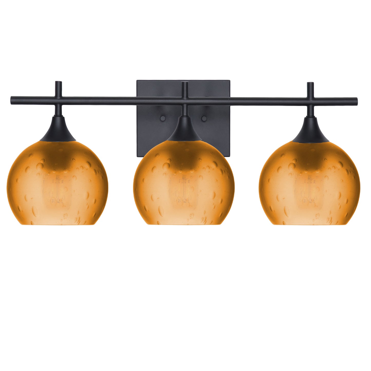 763 3-Light Vanity-Glass-Bicycle Glass Co-Celestial-Golden Amber-Matte Black-Bicycle Glass Co