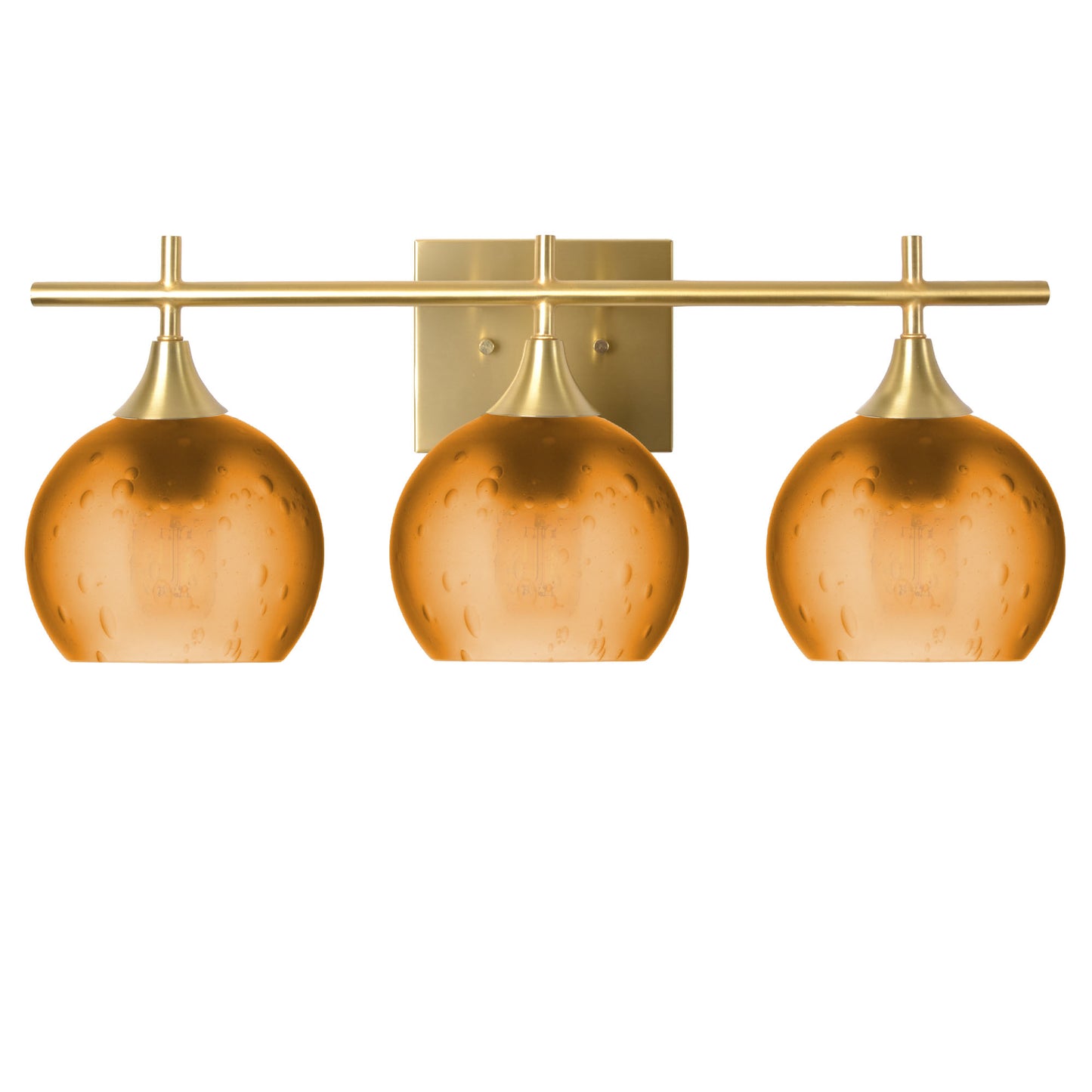 763 3-Light Vanity-Glass-Bicycle Glass Co-Celestial-Golden Amber-Polished Brass-Bicycle Glass Co