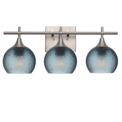 763 3-Light Vanity-Glass-Bicycle Glass Co-Celestial-Slate Gray-Brushed Nickel-Bicycle Glass Co
