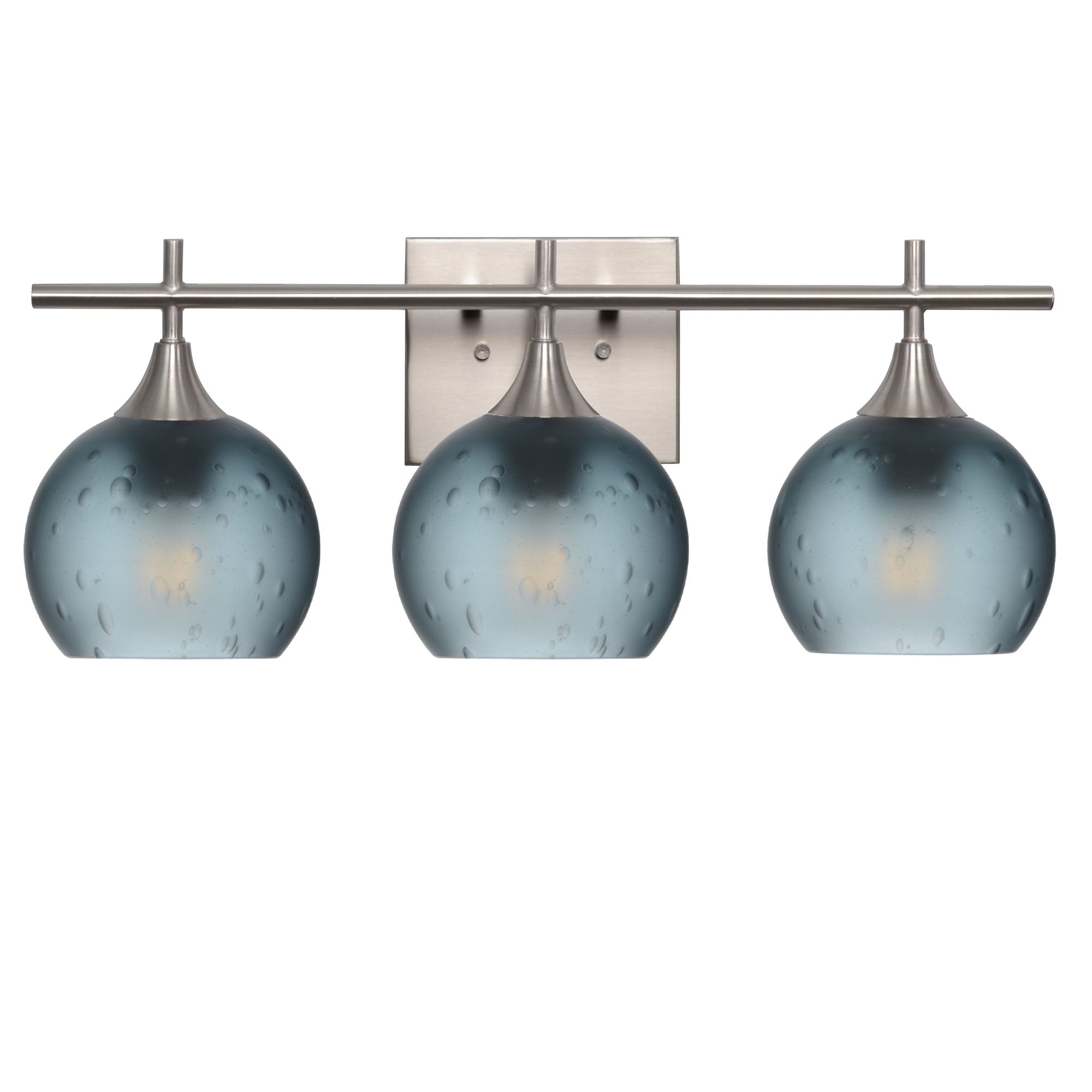 763 3-Light Vanity-Glass-Bicycle Glass Co-Celestial-Slate Gray-Brushed Nickel-Bicycle Glass Co