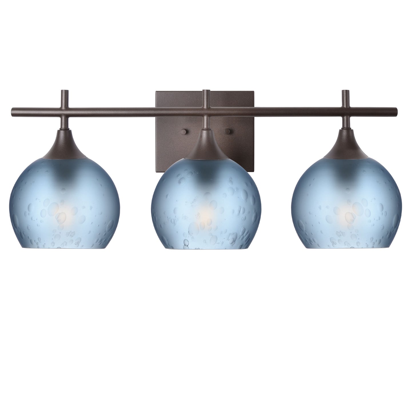 763 3-Light Vanity-Glass-Bicycle Glass Co-Celestial-Steel Blue-Antique Bronze-Bicycle Glass Co