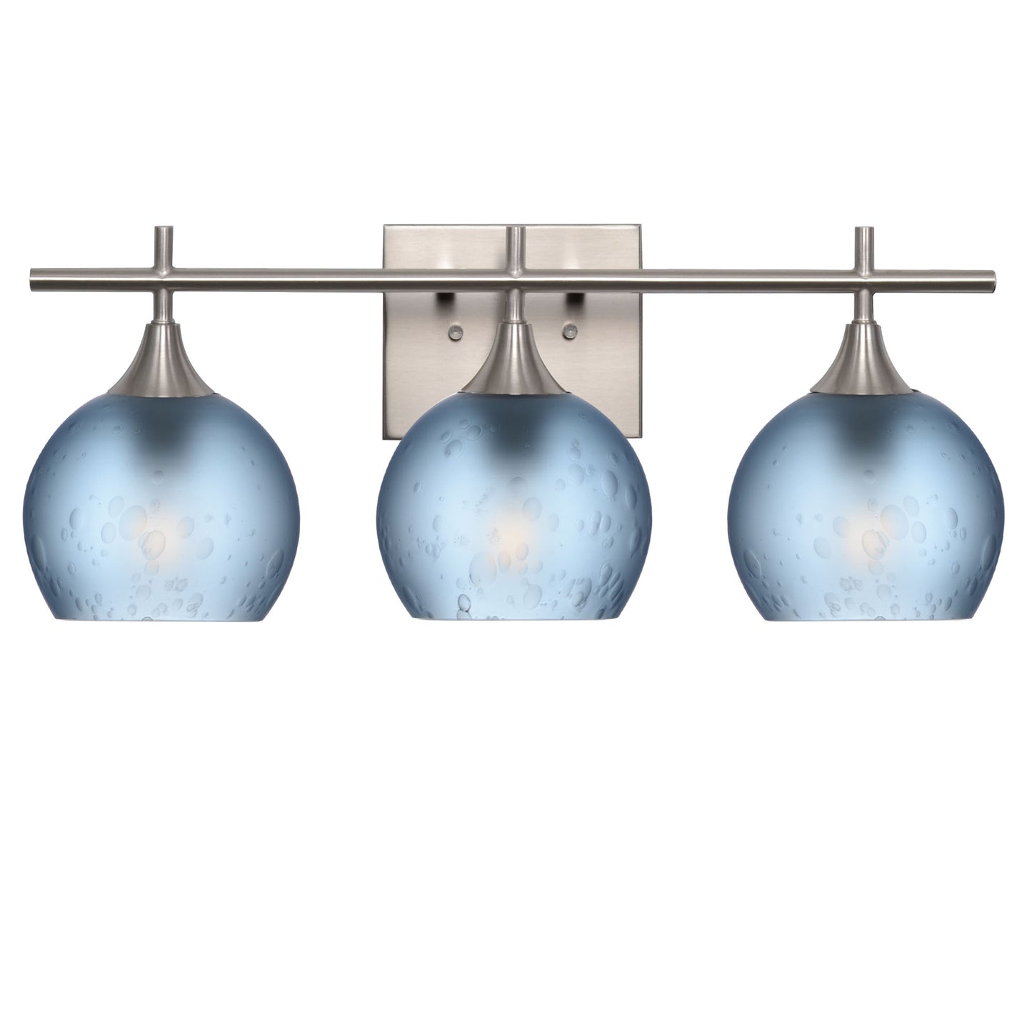763 3-Light Vanity-Glass-Bicycle Glass Co-Celestial-Steel Blue-Brushed Nickel-Bicycle Glass Co