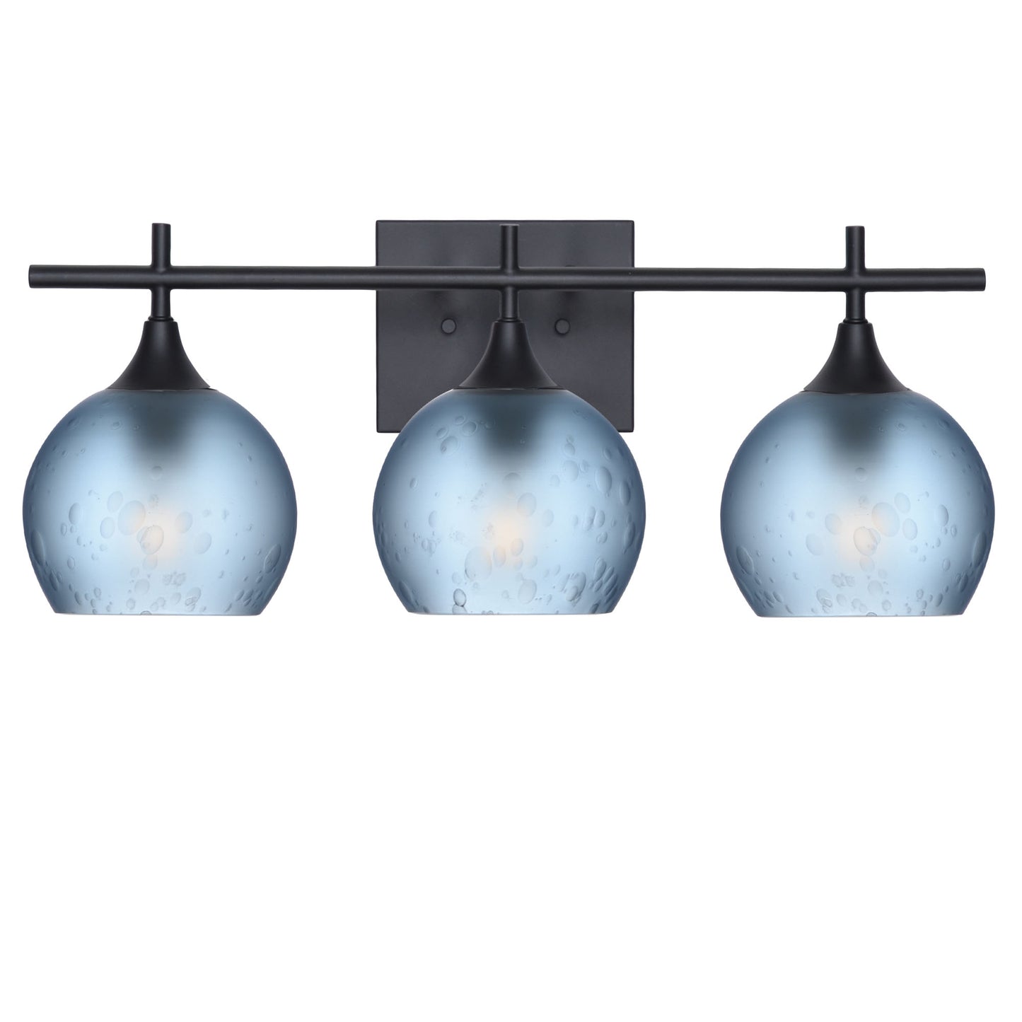 763 3-Light Vanity-Glass-Bicycle Glass Co-Celestial-Steel Blue-Matte Black-Bicycle Glass Co