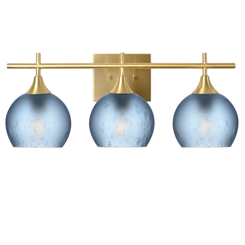 763 3-Light Vanity – Celestial / Steel Blue / Polished Brass