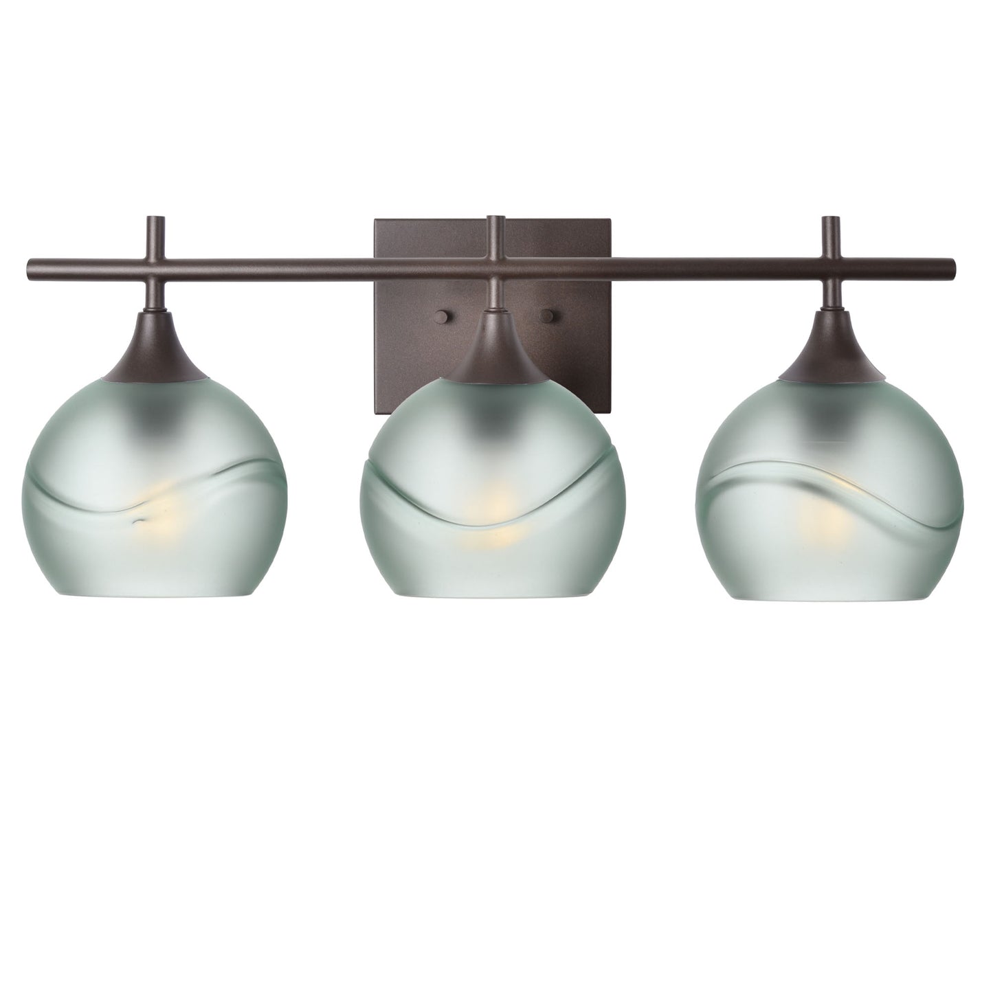 763 3-Light Vanity-Glass-Bicycle Glass Co-Glacial-Eco Clear-Antique Bronze-Bicycle Glass Co