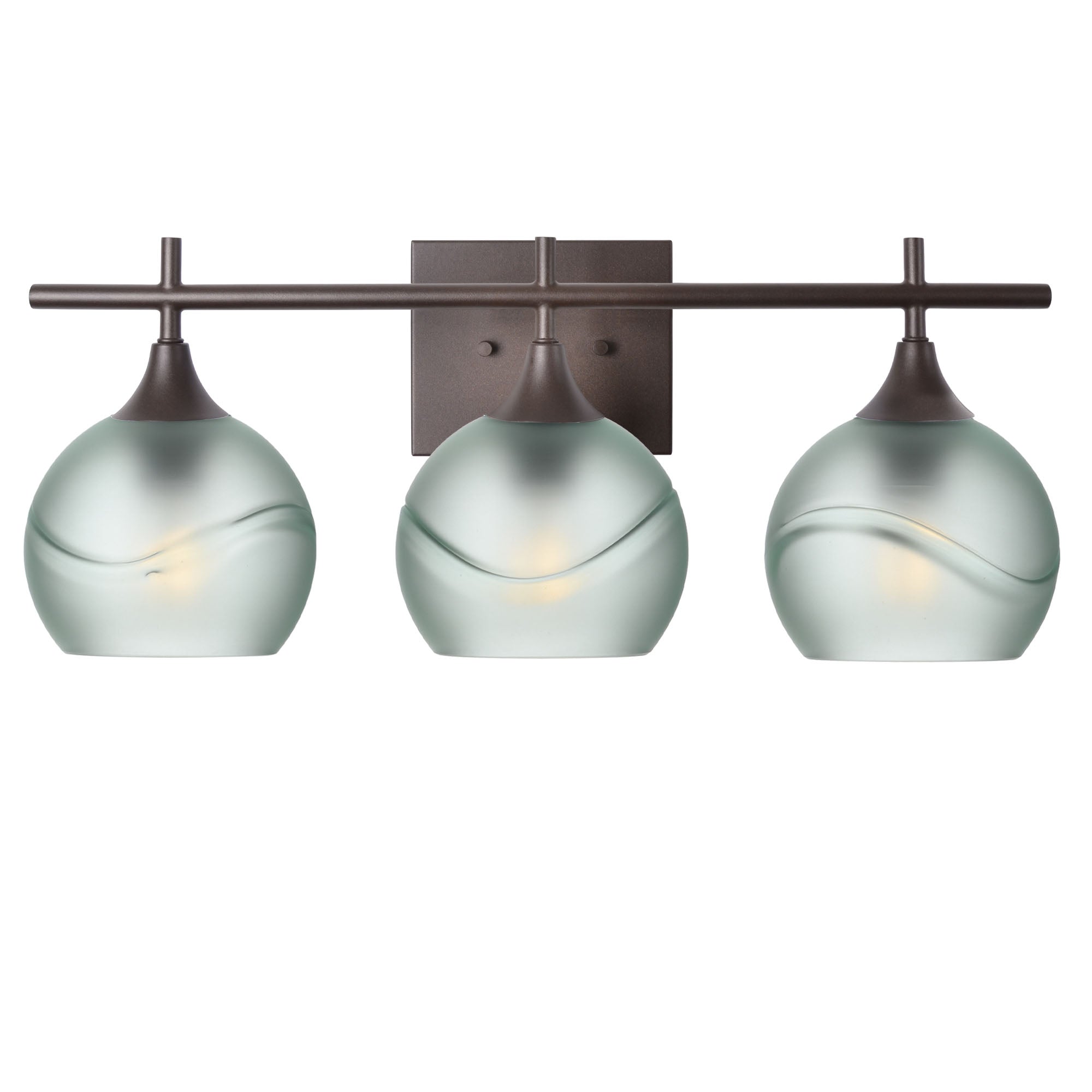 763 3-Light Vanity-Glass-Bicycle Glass Co-Glacial-Eco Clear-Antique Bronze-Bicycle Glass Co
