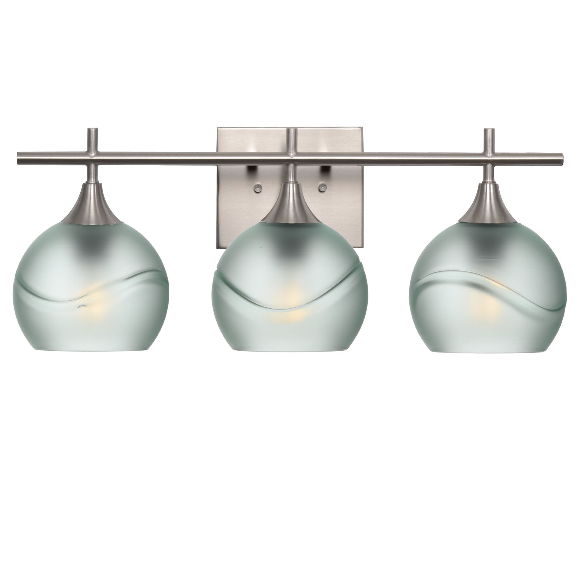 763 3-Light Vanity-Glass-Bicycle Glass Co-Glacial-Eco Clear-Brushed Nickel-Bicycle Glass Co