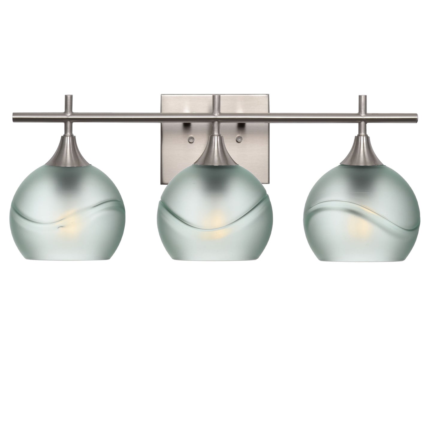 763 3-Light Vanity-Glass-Bicycle Glass Co-Glacial-Eco Clear-Brushed Nickel-Bicycle Glass Co