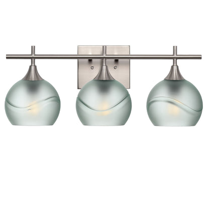 763 3-Light Vanity-Glass-Bicycle Glass Co-Glacial-Eco Clear-Brushed Nickel-Bicycle Glass Co