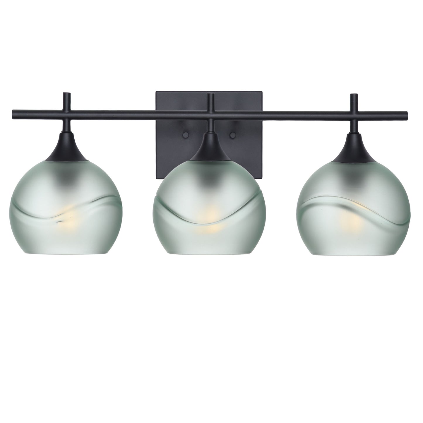 763 3-Light Vanity-Glass-Bicycle Glass Co-Glacial-Eco Clear-Matte Black-Bicycle Glass Co