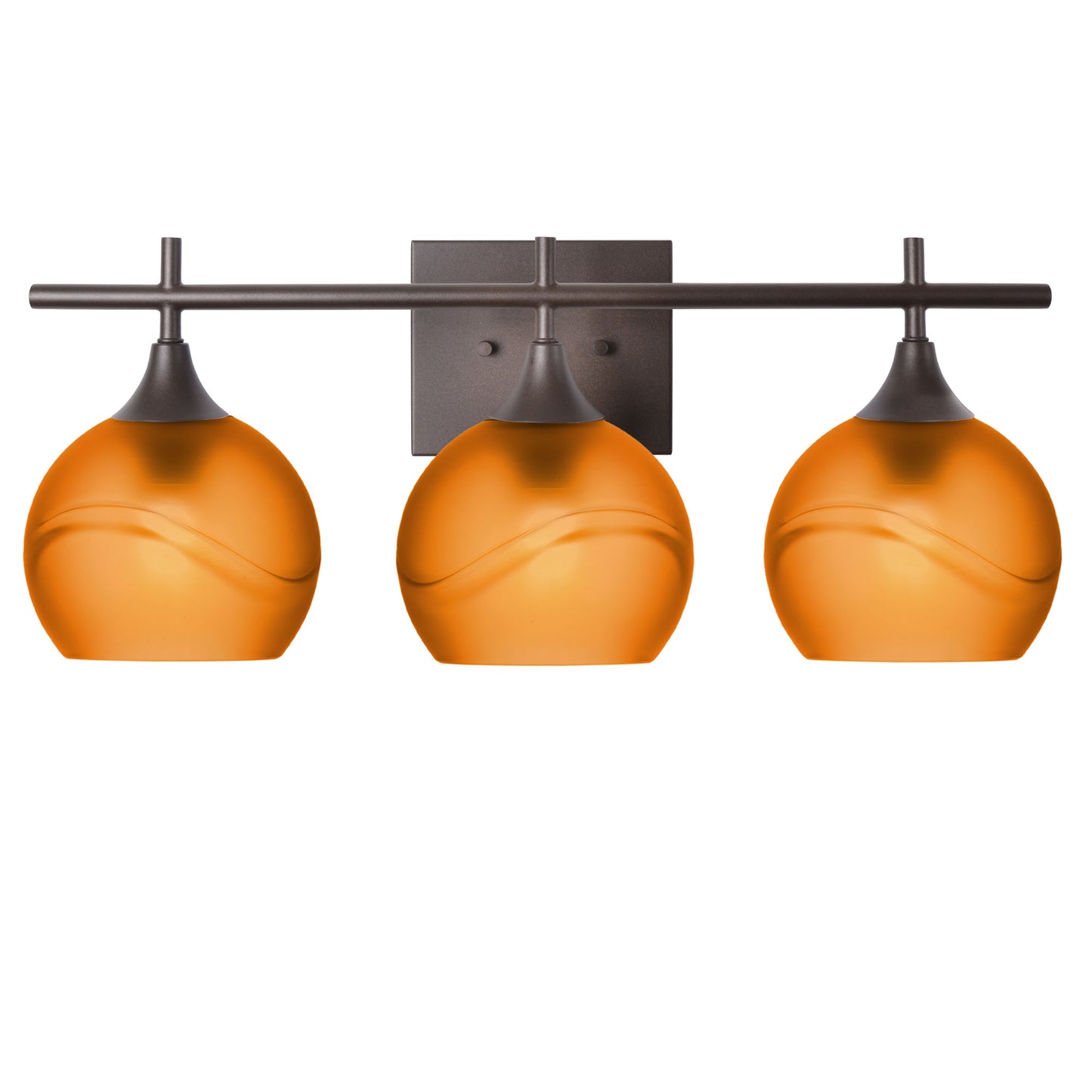 763 3-Light Vanity-Glass-Bicycle Glass Co-Glacial-Golden Amber-Antique Bronze-Bicycle Glass Co