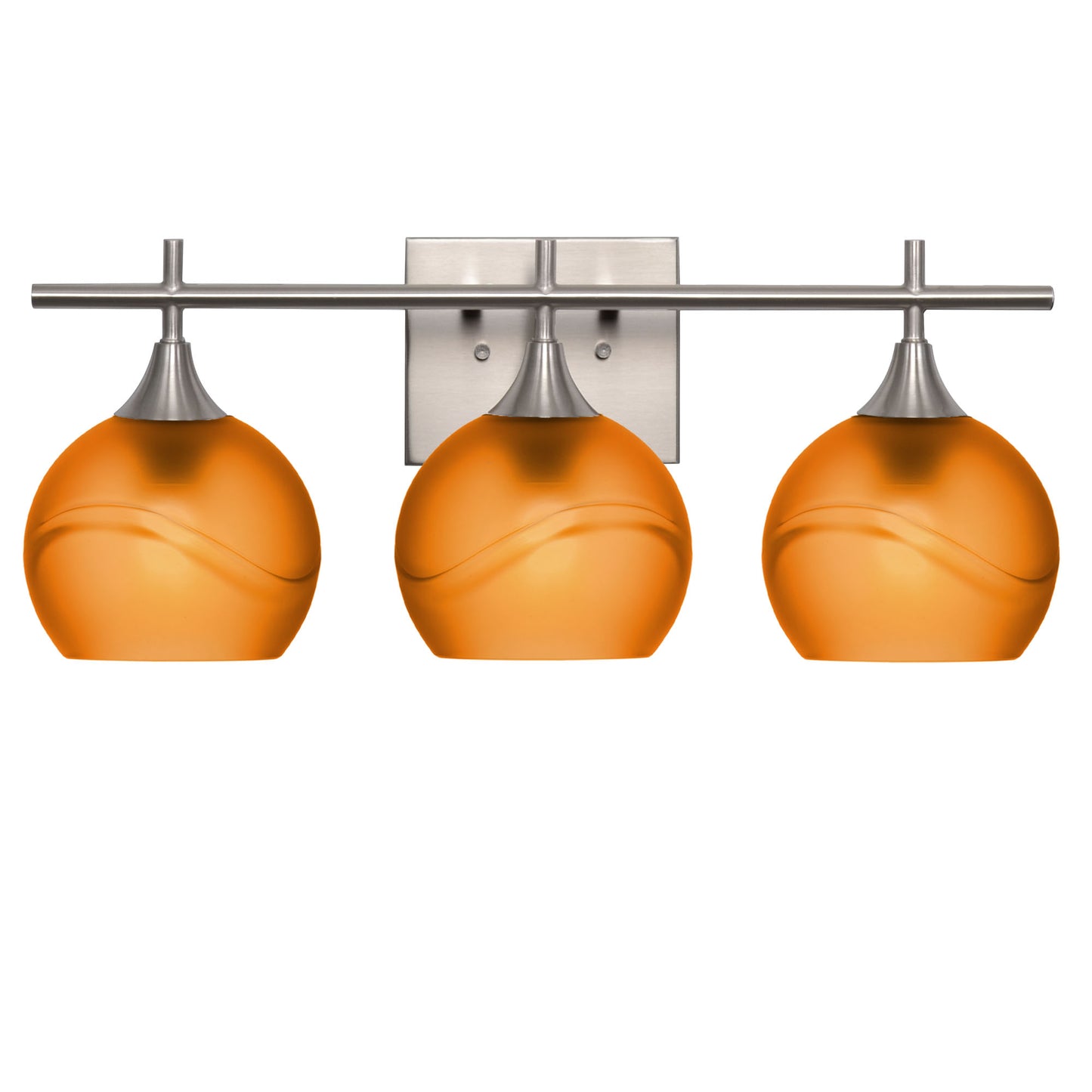 763 3-Light Vanity-Glass-Bicycle Glass Co-Glacial-Golden Amber-Brushed Nickel-Bicycle Glass Co